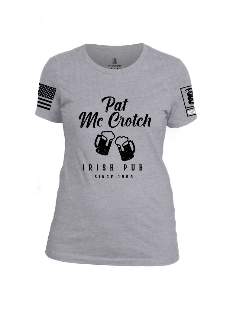 Battleraddle Pat Mc Crotch Irish Pub Since 1968 Black Sleeves Women Cotton Crew Neck T-Shirt