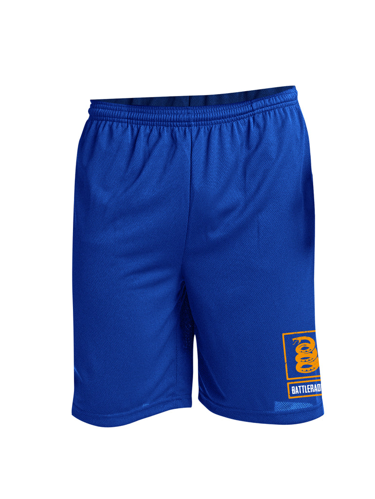 Battleraddle Snake Logo Orange Leg Print 100% Battlefit Polyester Mens Elastic Waistband Shorts With Pockets