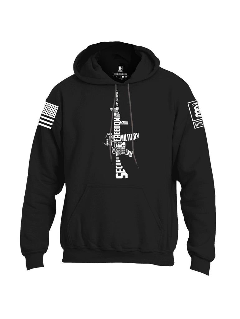 Battleraddle Freedom AR15 White Sleeve Print Mens Blended Hoodie With Pockets