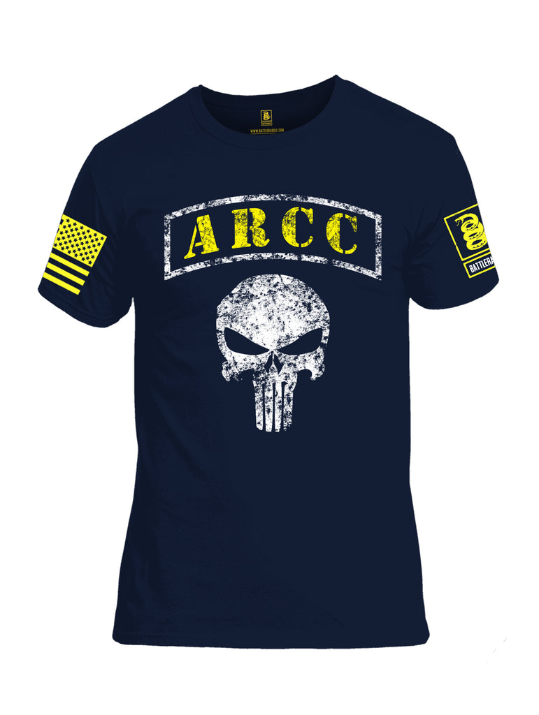 Battleraddle ARCC Punisher Yellow Sleeve Print Mens Cotton Crew Neck T Shirt - Battleraddle® LLC