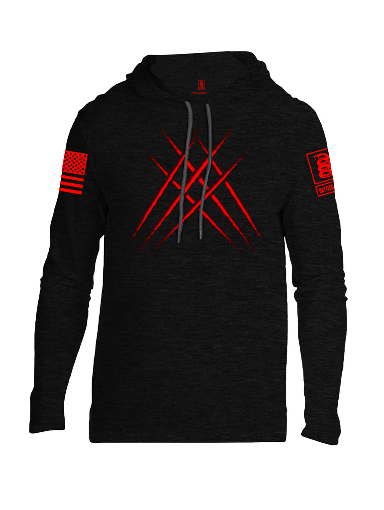 Battleraddle Wolve Adamantium Claws Red Sleeve Print Mens Thin Cotton Lightweight Hoodie