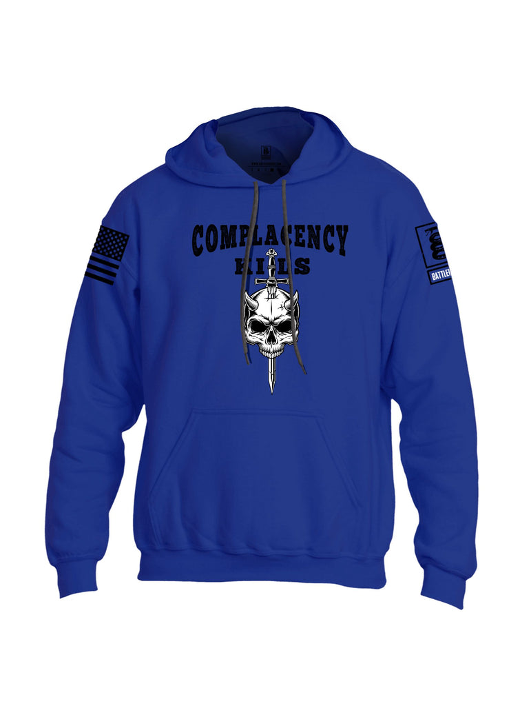 Battleraddle Complacency Kills  Black Sleeves Uni Cotton Blended Hoodie With Pockets