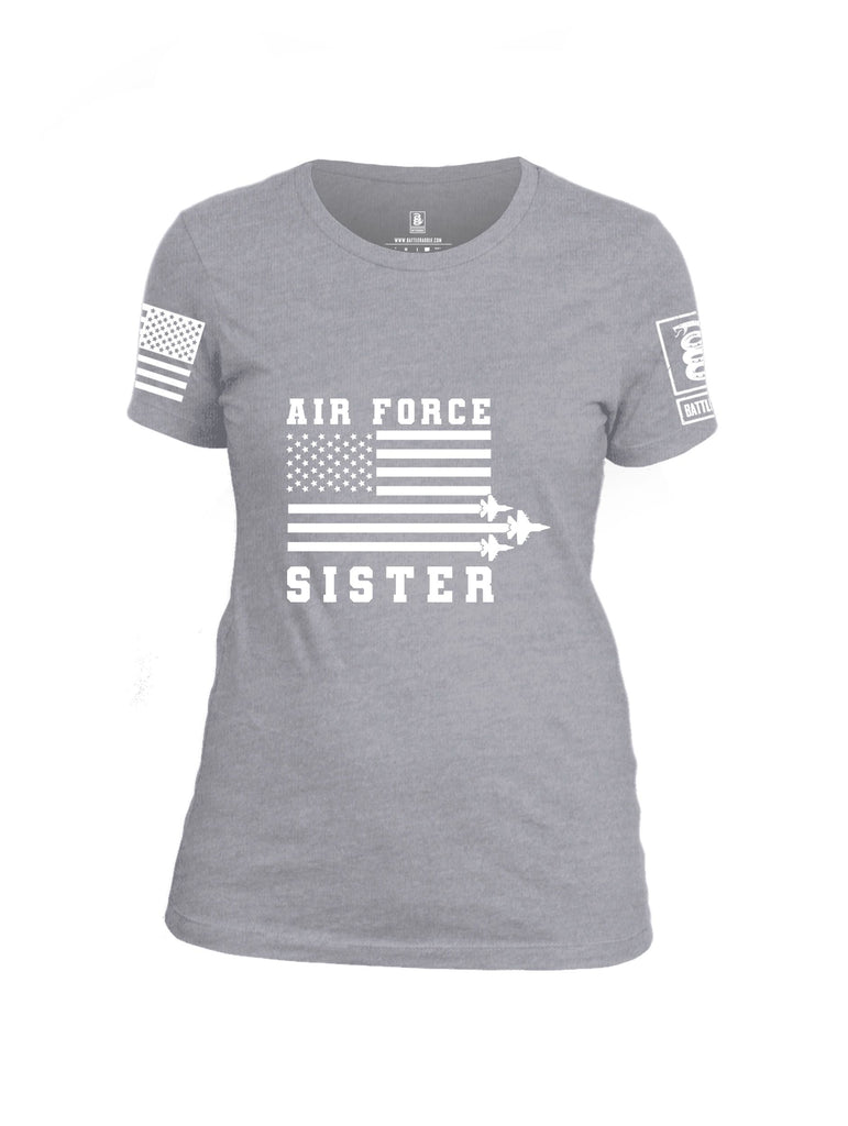 Battleraddle Air Force Sister White Sleeves Women Cotton Crew Neck T-Shirt