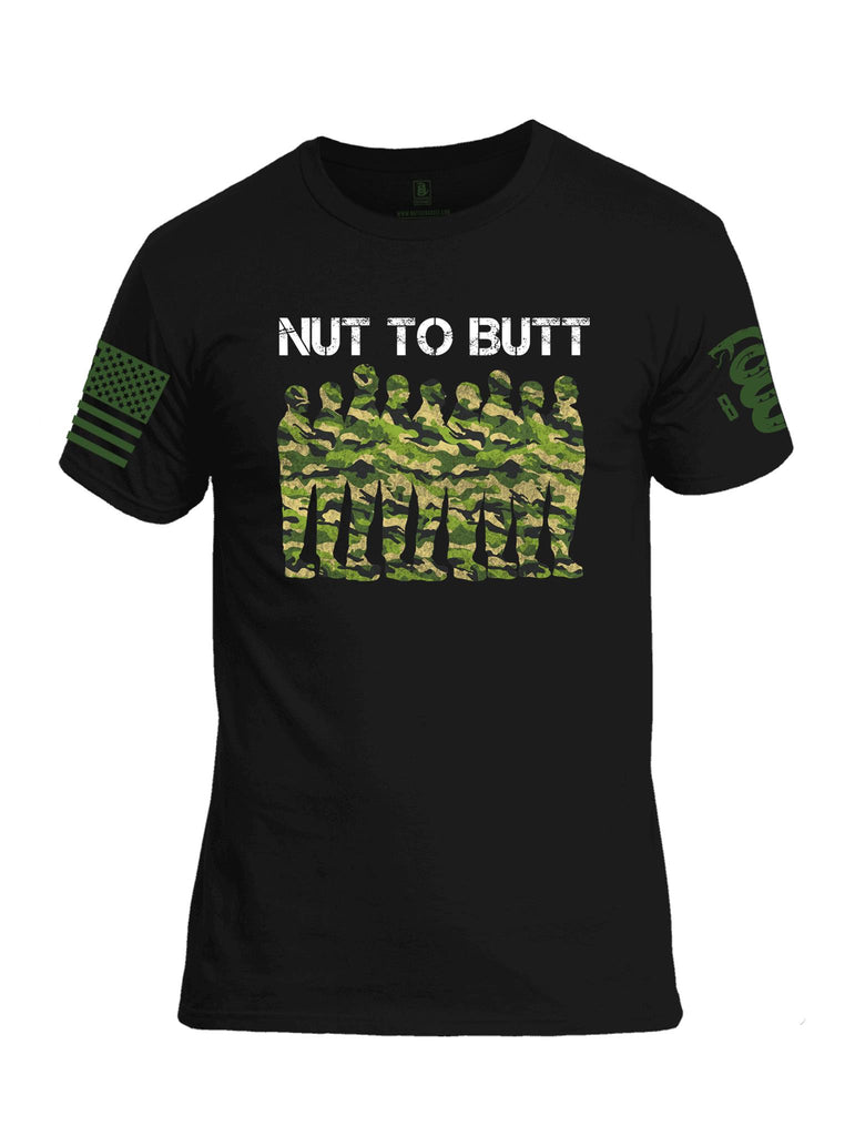 Battleraddle Nut To Butt Green Sleeve Print Mens Crew Neck Cotton T Shirt