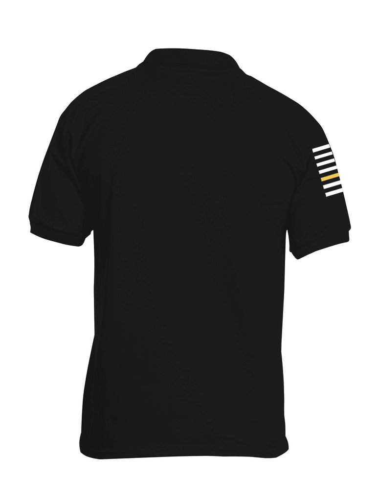Battleraddle Basic Line Brass Line Flag Right Sleeve Mens Cotton Jersey Polo T Shirt - Battleraddle® LLC