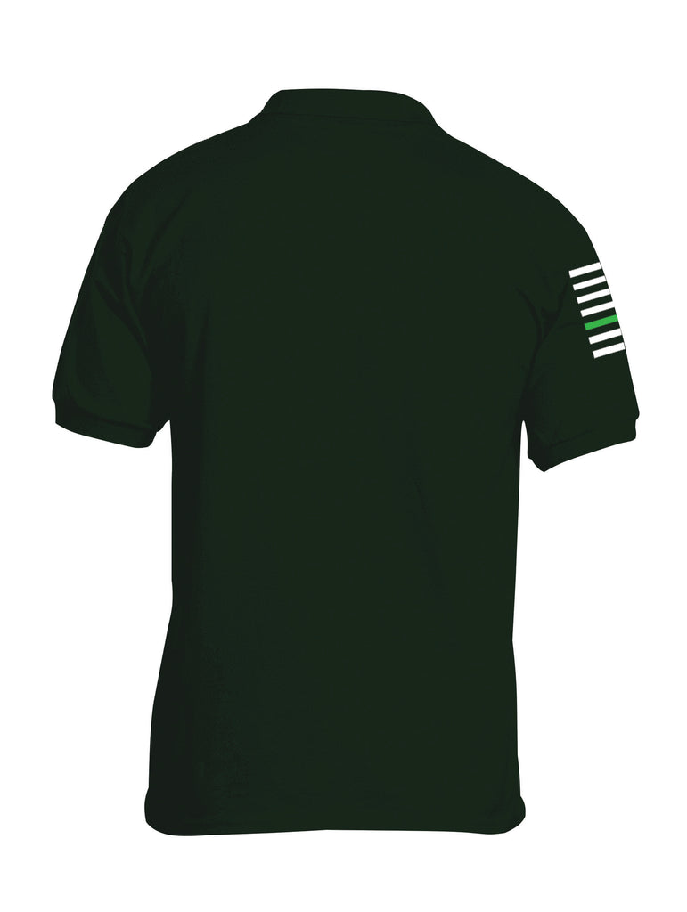 Battleraddle Basic Line Green Line Flag Right Sleeve Mens Cotton Jersey Polo T Shirt - Battleraddle® LLC