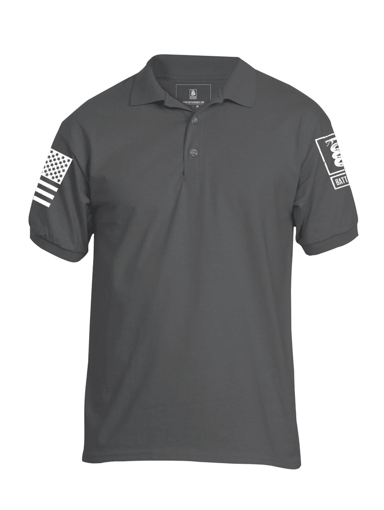 Battleraddle Basic Line White Sleeve Print Mens Cotton Jersey Polo T Shirt - Battleraddle® LLC