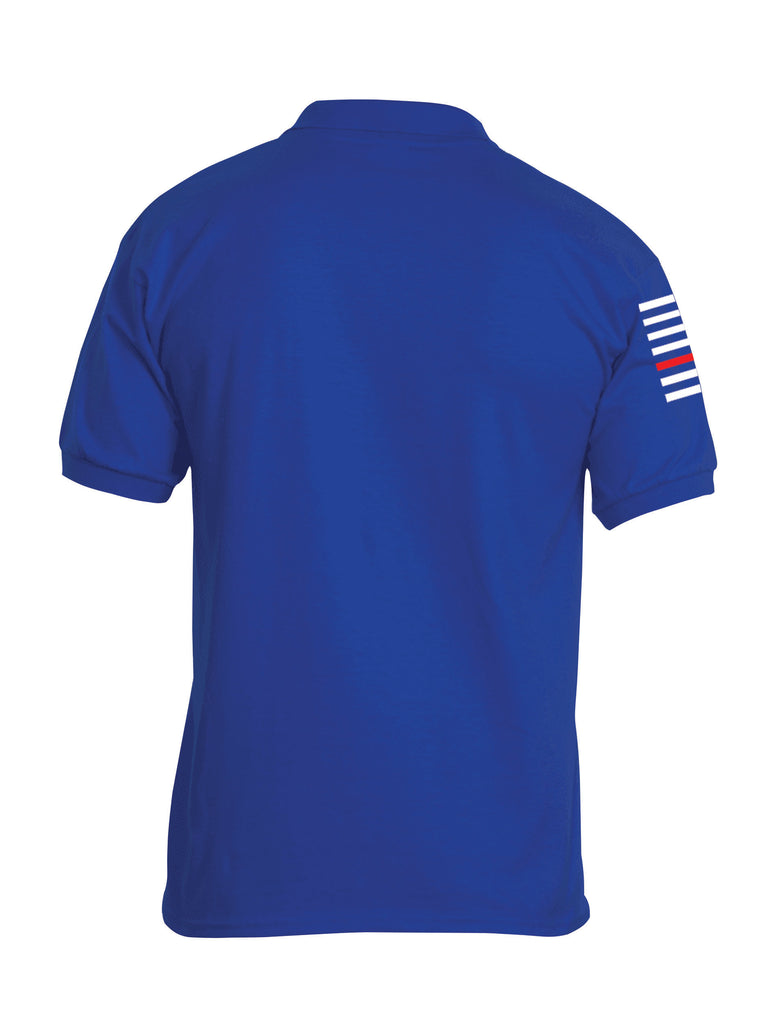 Battleraddle Basic Line Red Line Flag Right Sleeve Mens Cotton Jersey Polo T Shirt - Battleraddle® LLC