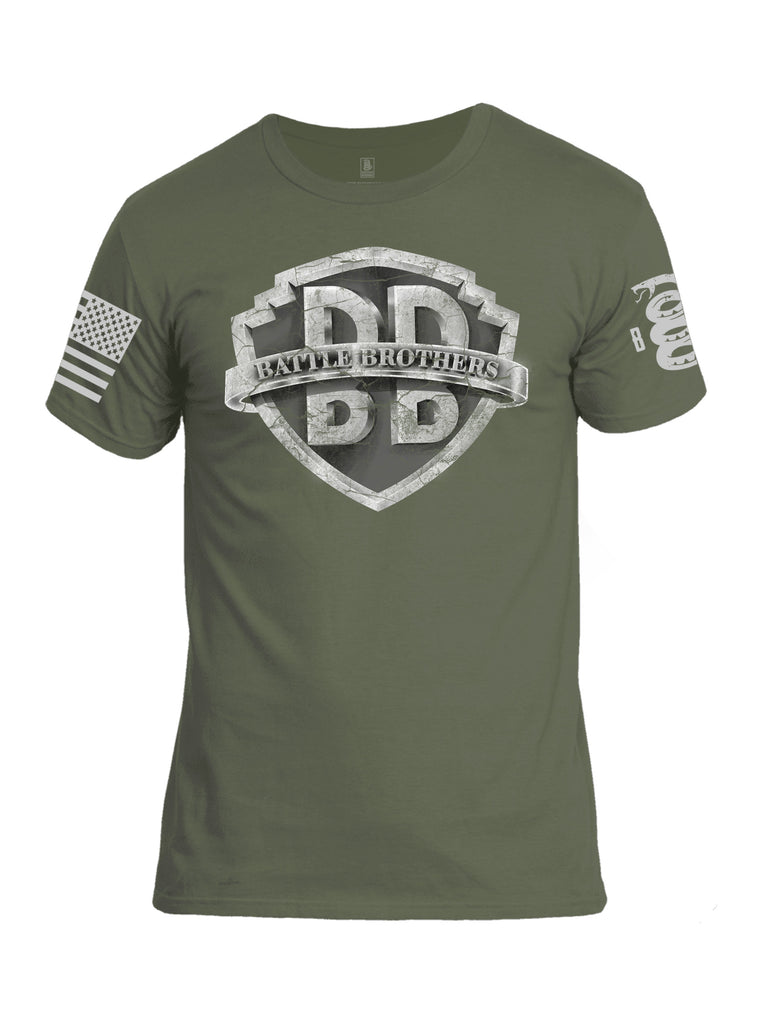 Battleraddle Battle Brothers V2 Grey Sleeve Print Mens Cotton Crew Neck T Shirt - Battleraddle® LLC