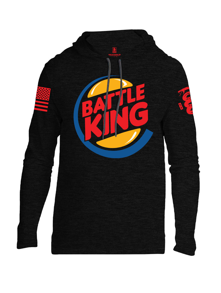 Battleraddle Battle King Red Sleeve Print Mens Thin Cotton Lightweight Hoodie - Battleraddle® LLC