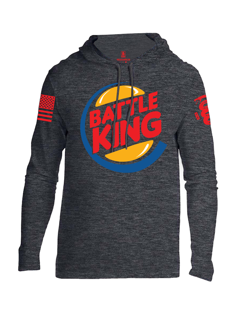Battleraddle Battle King Red Sleeve Print Mens Thin Cotton Lightweight Hoodie - Battleraddle® LLC