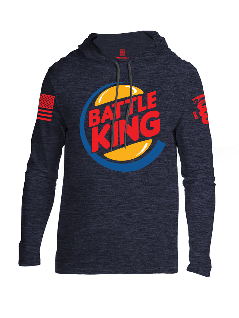 Battleraddle Battle King Red Sleeve Print Mens Thin Cotton Lightweight Hoodie - Battleraddle® LLC