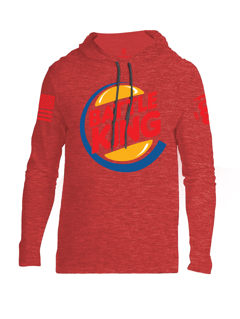 Battleraddle Battle King Red Sleeve Print Mens Thin Cotton Lightweight Hoodie - Battleraddle® LLC