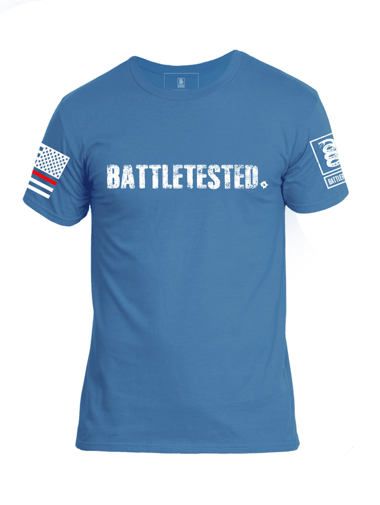 Battleraddle Battletested Red Line Red Sleeve Print Mens Crew Neck Cotton T Shirt - Battleraddle® LLC