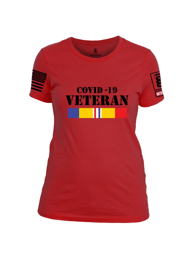Battleraddle Covid 19 Veteran {sleeve_color} Sleeves Women Cotton Crew Neck T-Shirt