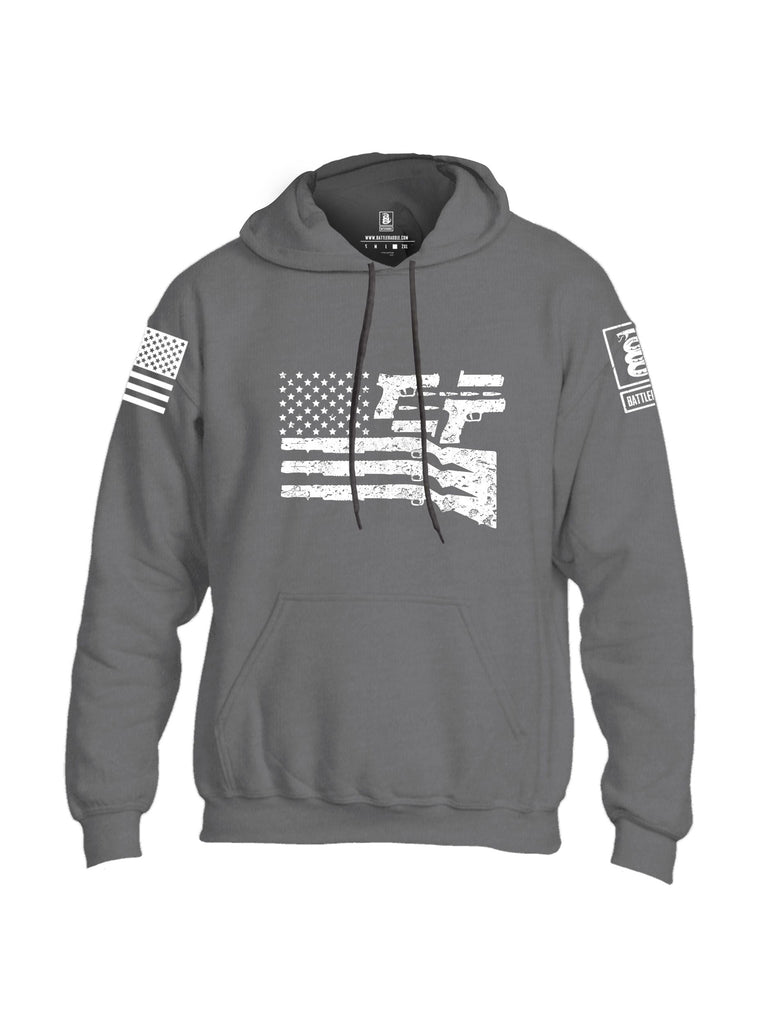 Battleraddle Gun Flag White Sleeves Uni Cotton Blended Hoodie With Pockets