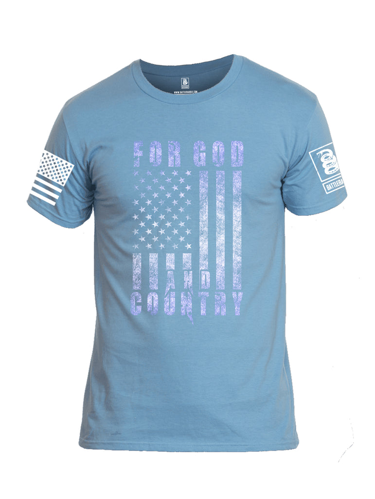 Battleraddle For God And Country White Sleeve Print Mens Cotton Crew Neck T Shirt