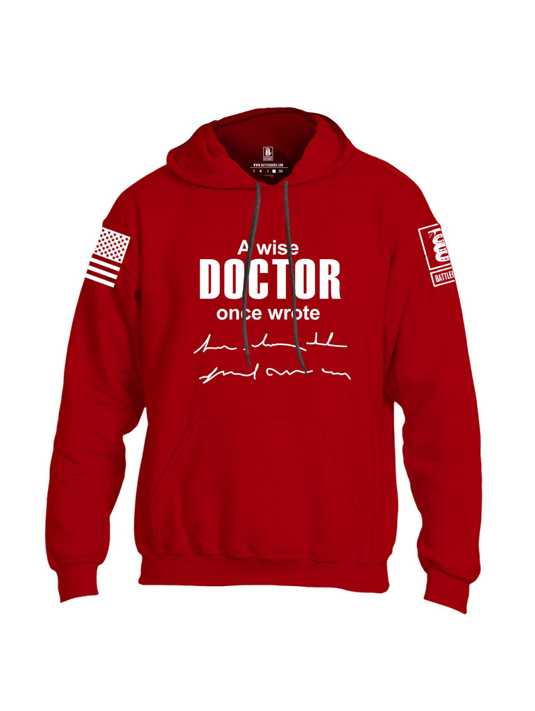 Battleraddle A Wise Doctor Once Wrote White Sleeves Uni Cotton Blended Hoodie With Pockets
