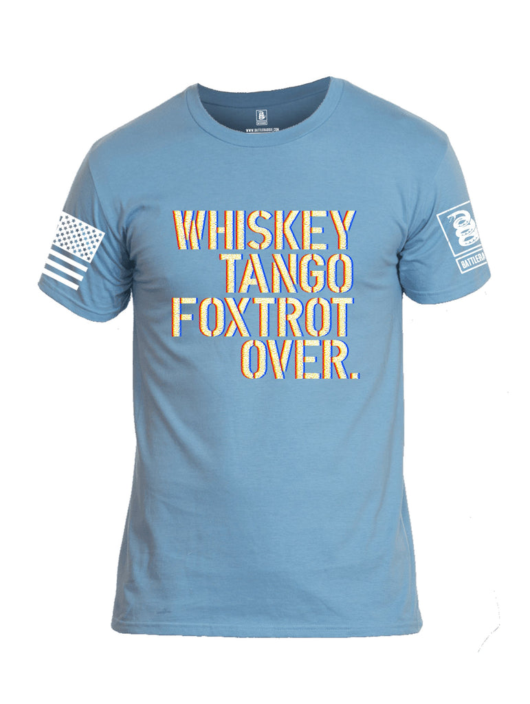 Battleraddle Whisky Tango Foxtrot Over White Sleeve Print Mens Cotton Crew Neck T Shirt