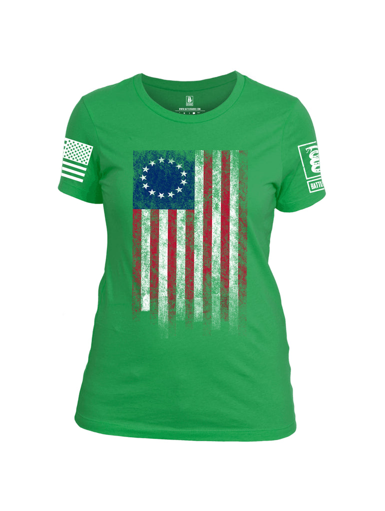 Battleraddle Thirteen Colonies Flag Women Cotton Crew Neck T-Shirt