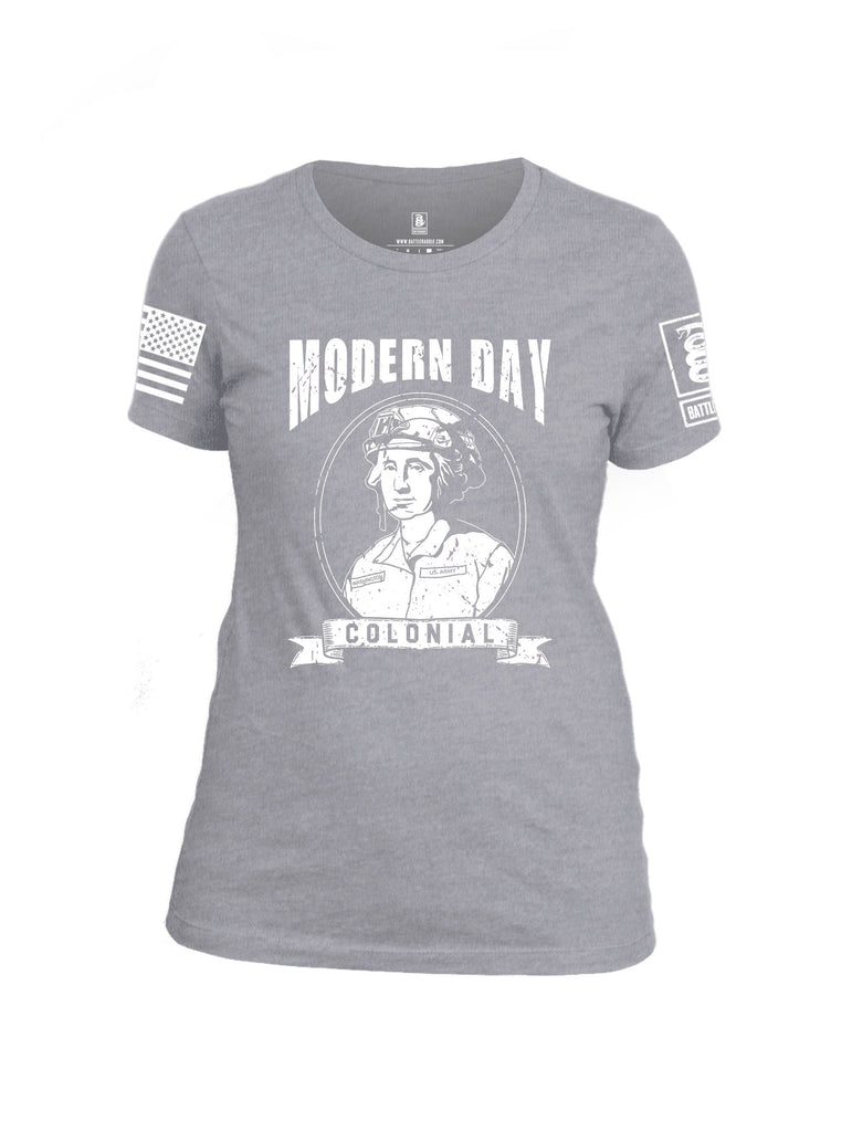 Battleraddle Modern Day Colonial White Sleeves Women Cotton Crew Neck T-Shirt
