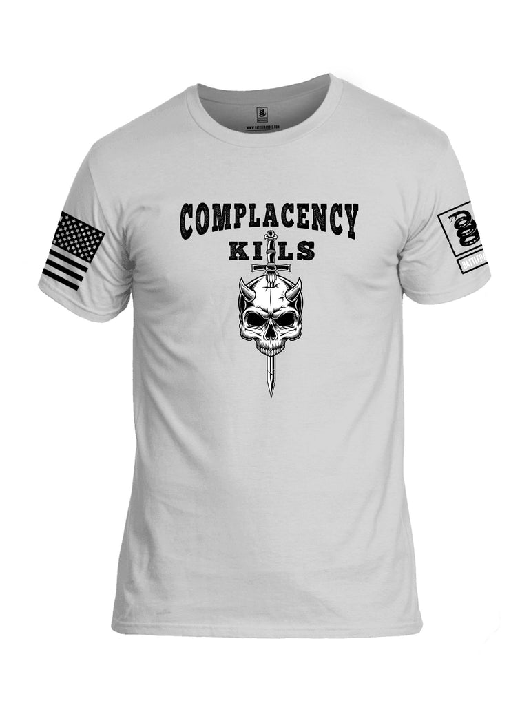Battleraddle Complacency Kills  Black Sleeves Men Cotton Crew Neck T-Shirt