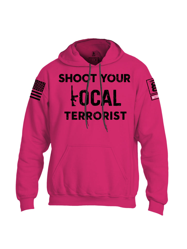 Battleraddle Shoot Your Local Terrorist Black Sleeves Uni Cotton Blended Hoodie With Pockets