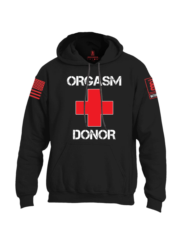 Battleraddle Orgasm Donor Red Sleeves Uni Cotton Blended Hoodie With Pockets