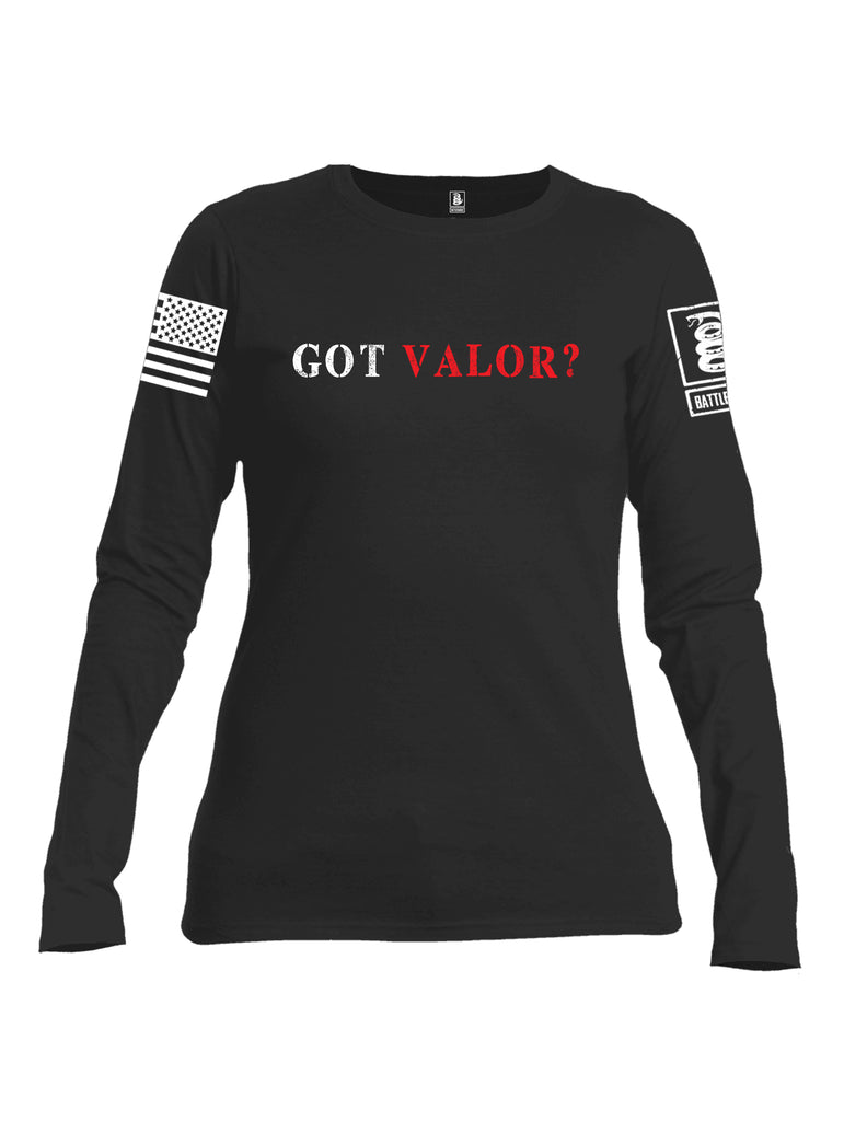 Battleraddle Got Valor  {sleeve_color} Sleeves Women Cotton Crew Neck Long Sleeve T Shirt