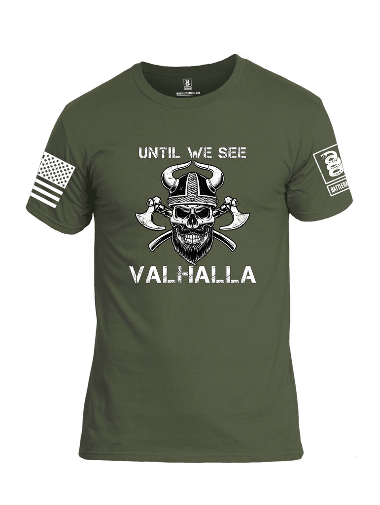 Battleraddle Until We See Valhalla White Sleeves Men Cotton Crew Neck T-Shirt