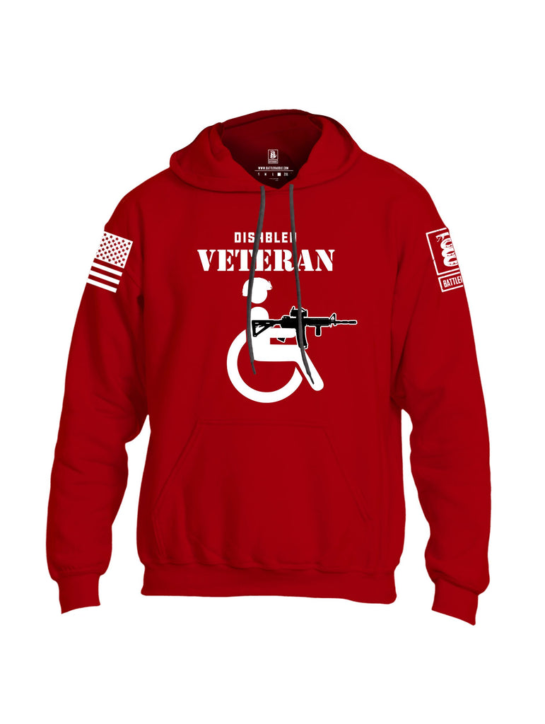 Battleraddle Disabled Veteran White Sleeves Uni Cotton Blended Hoodie With Pockets