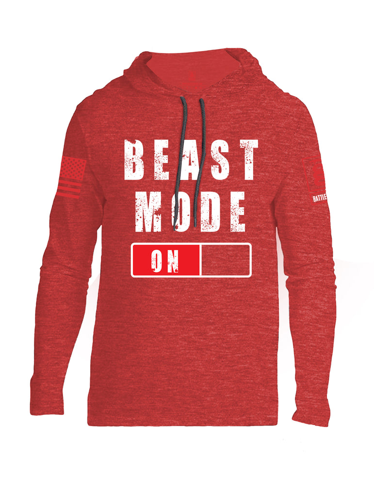 Battleraddle Beast Mode On Red Sleeve Mens Thin Cotton Lightweight Hoodie-Red
