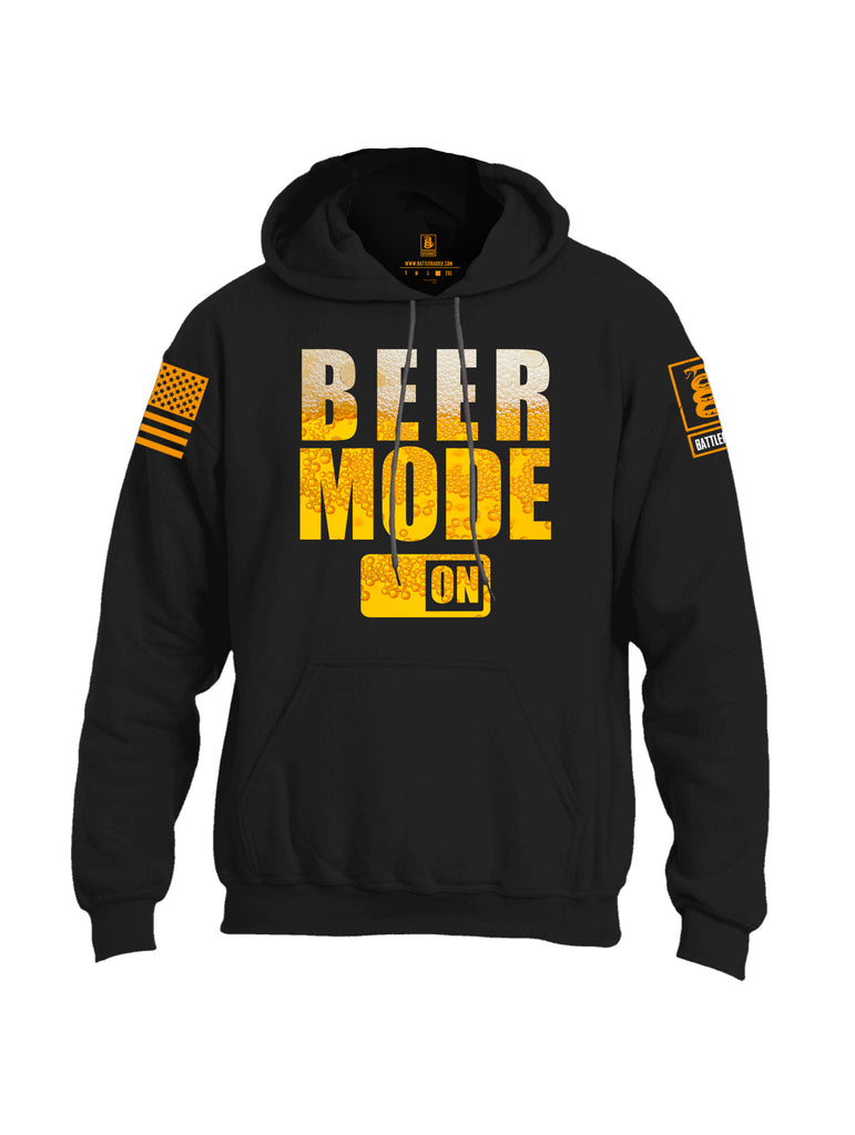 Battleraddle Beer Mode On Orange Sleeve Print Mens Blended Hoodie With Pockets - Battleraddle® LLC
