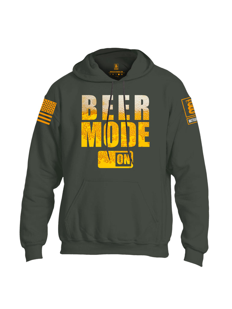 Battleraddle Beer Mode On Orange Sleeve Print Mens Blended Hoodie With Pockets - Battleraddle® LLC