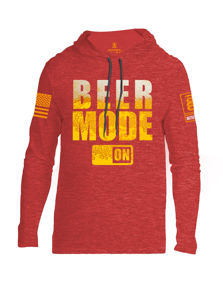 Battleraddle Beer Mode On Orange Sleeve Print Mens Thin Cotton Lightweight Hoodie - Battleraddle® LLC