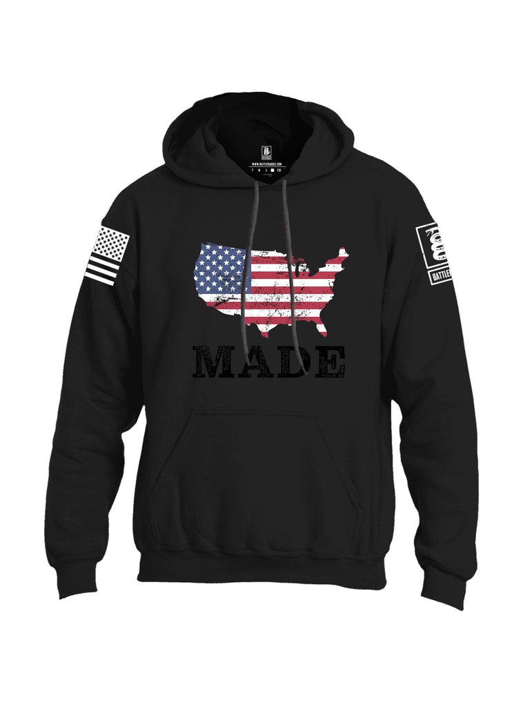 Battleraddle American Made White Sleeves Uni Cotton Blended Hoodie With Pockets