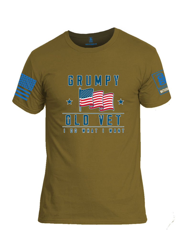 Battleraddle Grumpy Old Vet I Do What I Want Mid Blue Sleeves Men Cotton Crew Neck T-Shirt