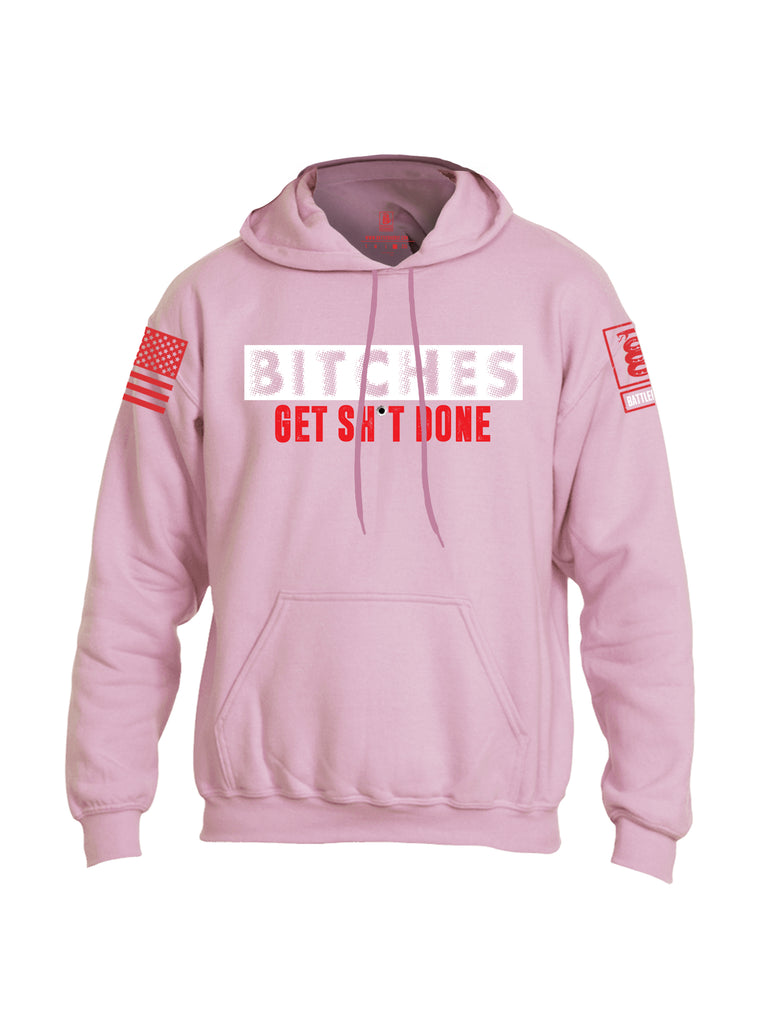 Battleraddle Bitches Get Sh*t Done Red Sleeve Print Mens Blended Hoodie With Pockets