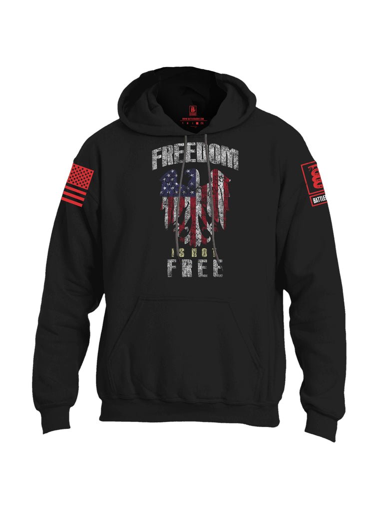 Battleraddle Freedom Is Not Free Red Sleeve Print Mens Blended Hoodie With Pockets