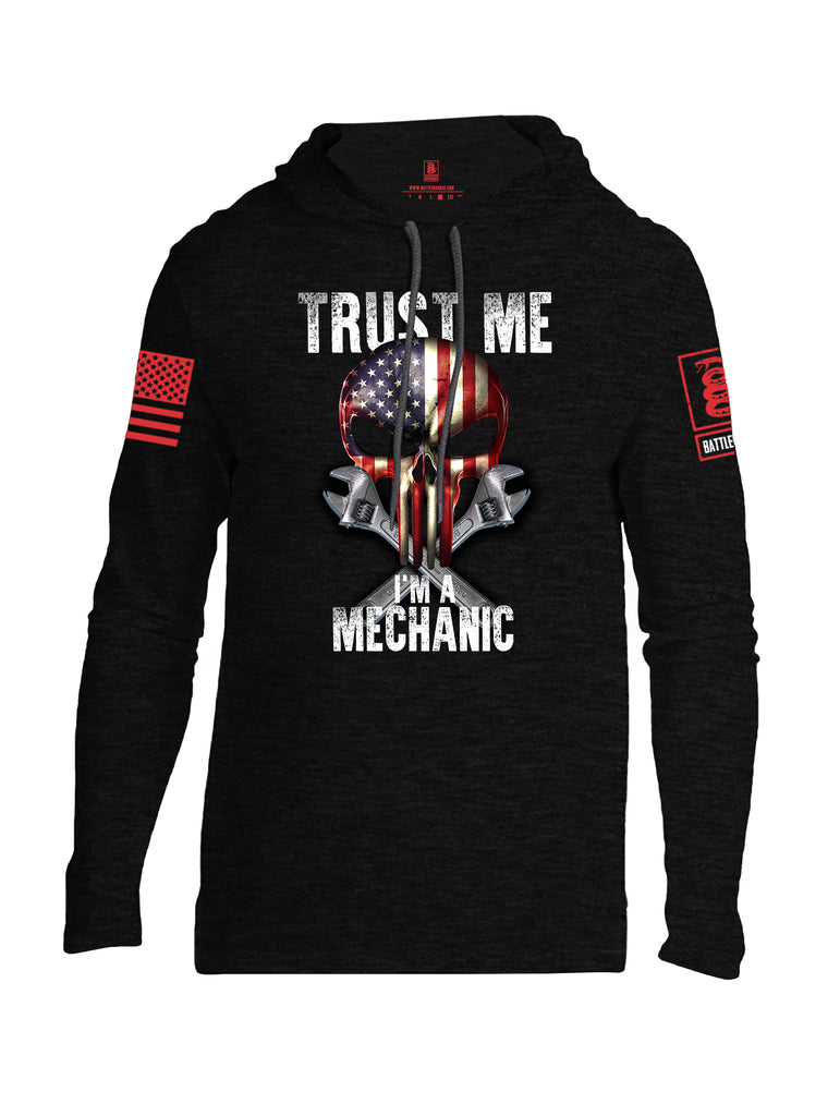 Battleraddle Trust Me I'm A Mechanic Red Sleeve Print Mens Thin Cotton Lightweight Hoodie