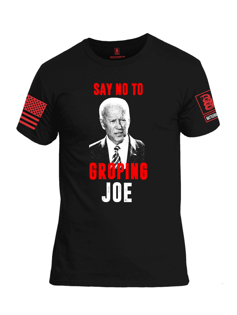 Battleraddle Say No To Groping Joe  Red Sleeve Print Mens Cotton Crew Neck T Shirt