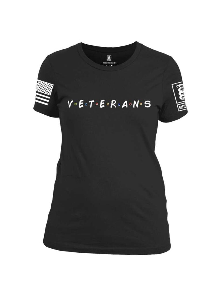 Battleraddle VETERANS White Sleeve Print Womens 100% Battlefit Polyester Crew Neck T Shirt