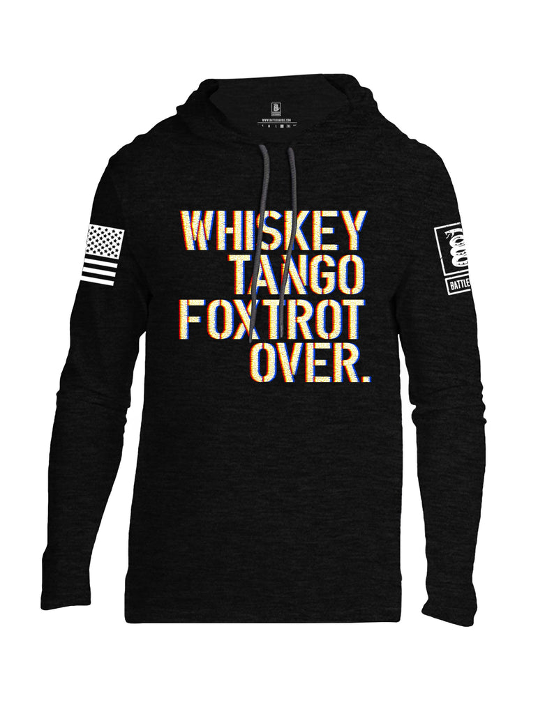 Battleraddle Whisky Tango Foxtrot Over White Sleeve Print Mens Thin Cotton Lightweight Hoodie