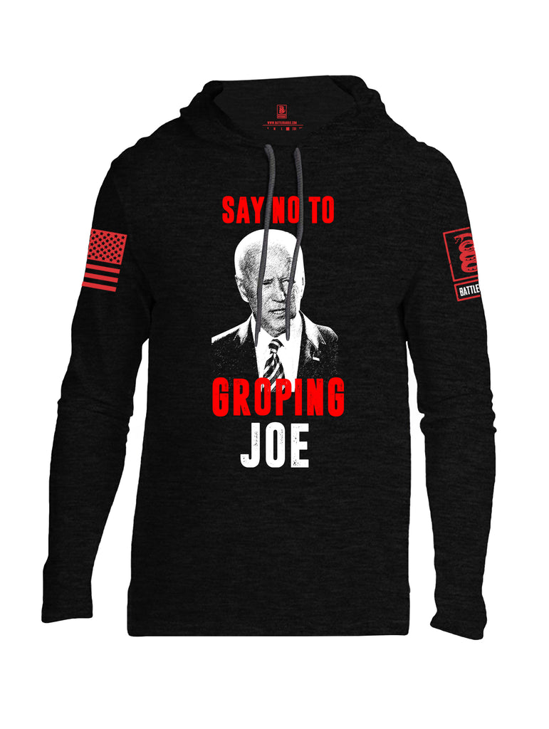 Battleraddle Say No To Groping Joe Red Sleeve Print Mens Thin Cotton Lightweight Hoodie