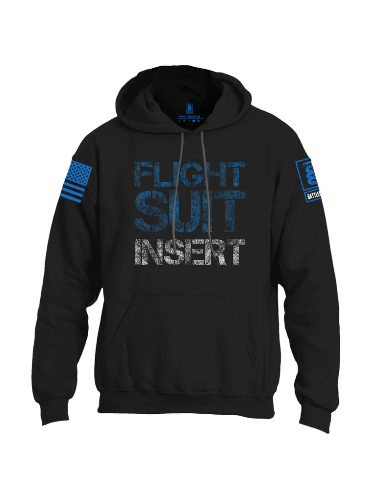 Battleraddle Flight Suit Insert Blue Sleeve Print Mens Blended Hoodie With Pockets