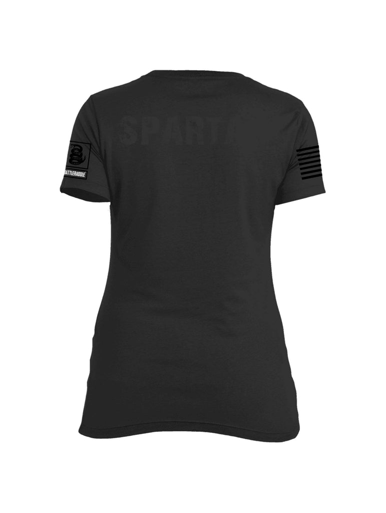 Battleraddle Vintage Spartan Black Sleeve Print Womens Cotton Crew Neck T Shirt shirt|custom|veterans|Apparel-Womens T Shirt-cotton