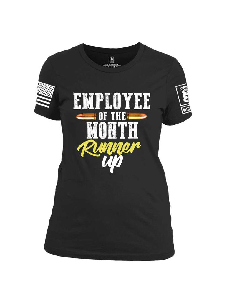 Battleraddle Employee Of The Month  Runner Up White Sleeve Print Womens Cotton Crew Neck T Shirt