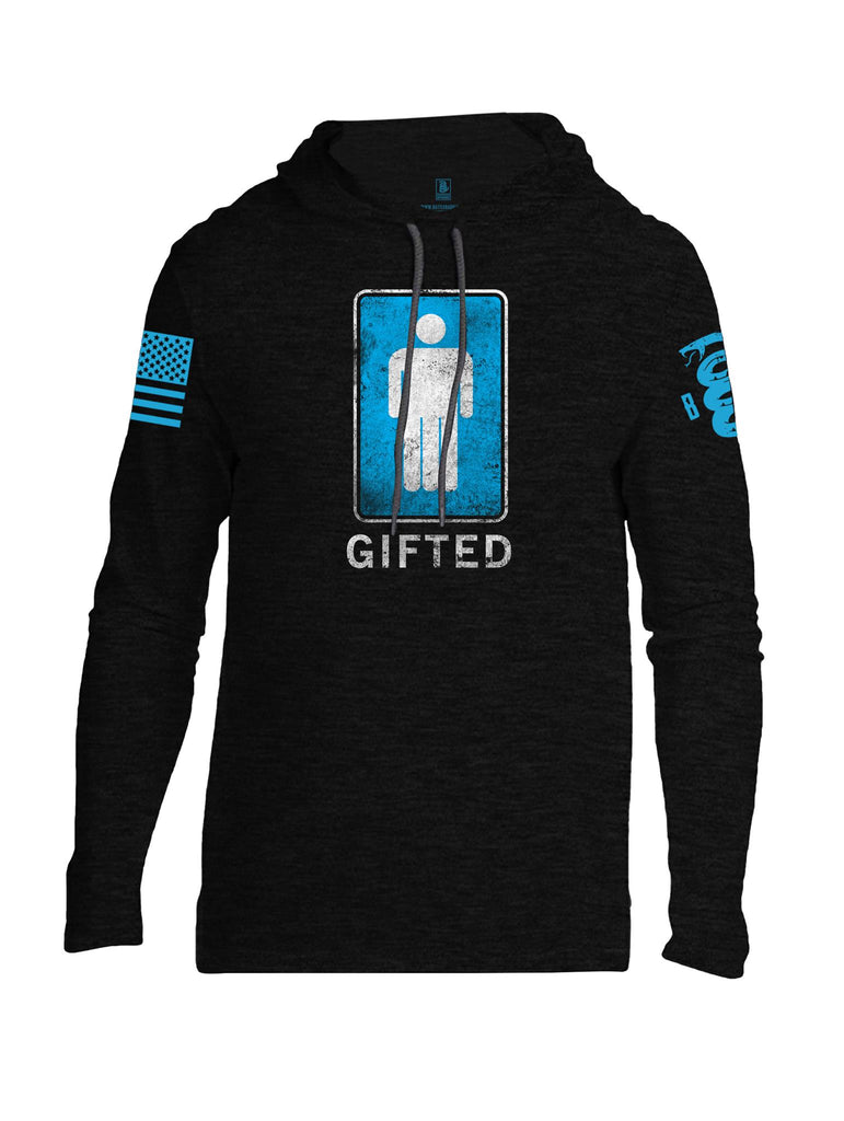 Battleraddle Gifted Blue Sleeve Print Mens Thin Cotton Lightweight Hoodie