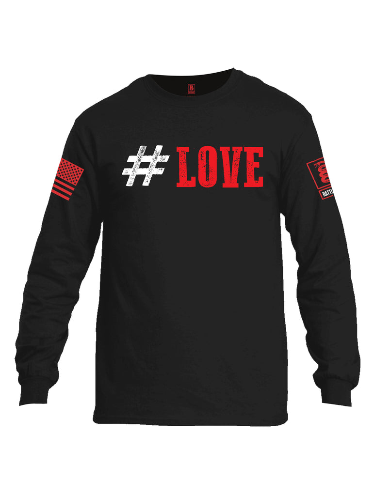 Battleraddle #Love Red Sleeve Print Mens Cotton Long Sleeve Crew Neck T Shirt