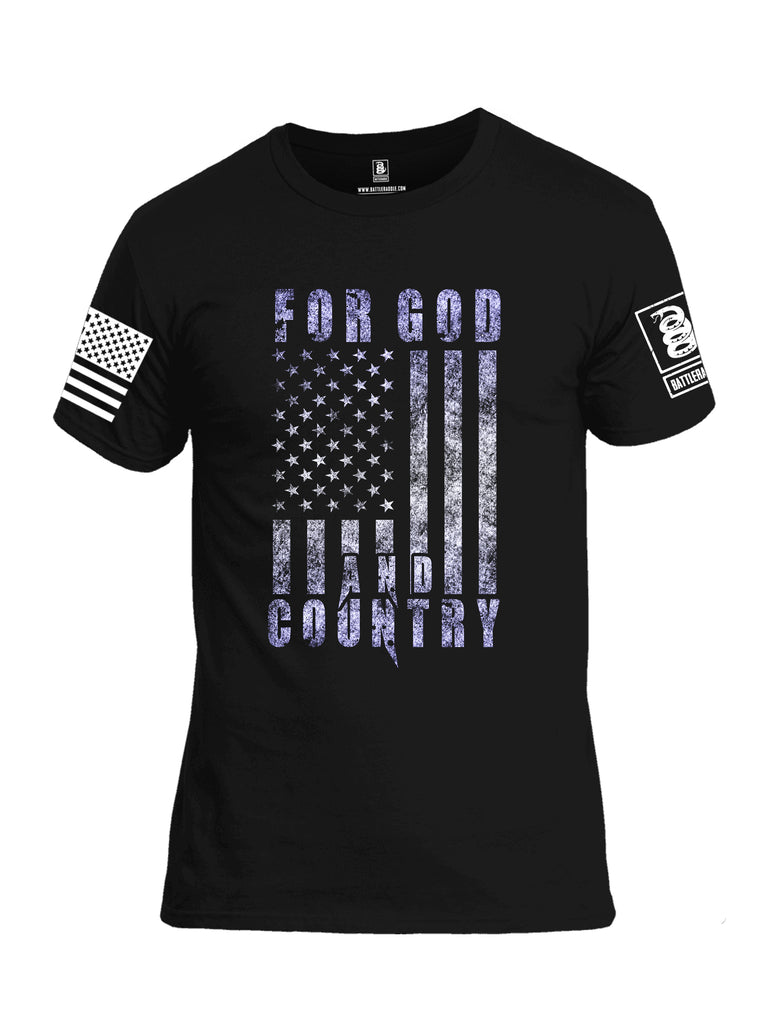 Battleraddle For God And Country White Sleeve Print Mens Cotton Crew Neck T Shirt